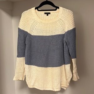 J Crew S Blue and White Colorblock Sweater